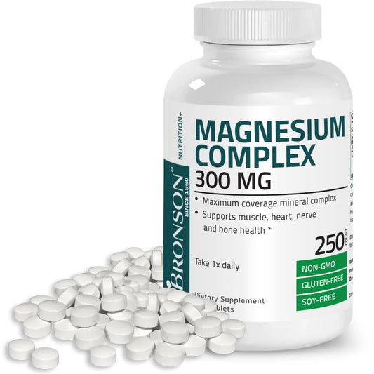 Triple Magnesium Complex Maximum Coverage 300 Mg, Non-Gmo, Gluten Free and Soy Free, 250 Tablets